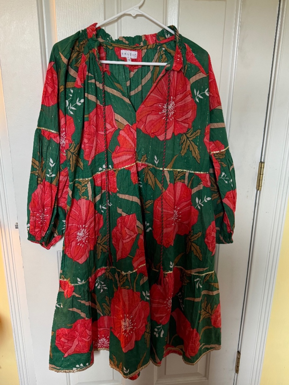 NWOT Naudic Molly Dress in Green/Hot Pink Floral